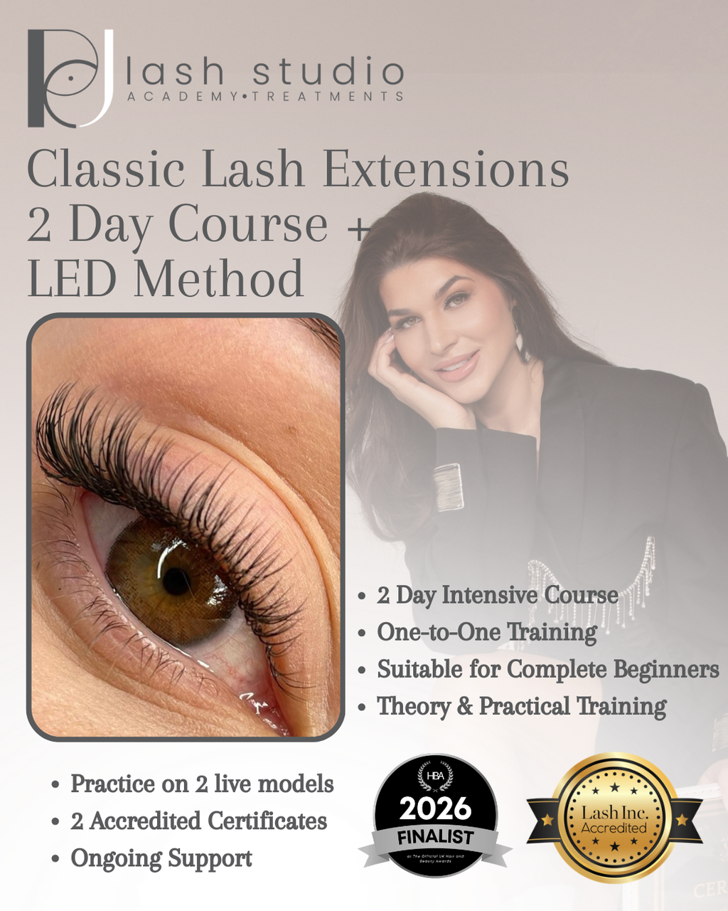 Classic Lash Extensions + LED Method - 2 Day Face to Face Beginner Course